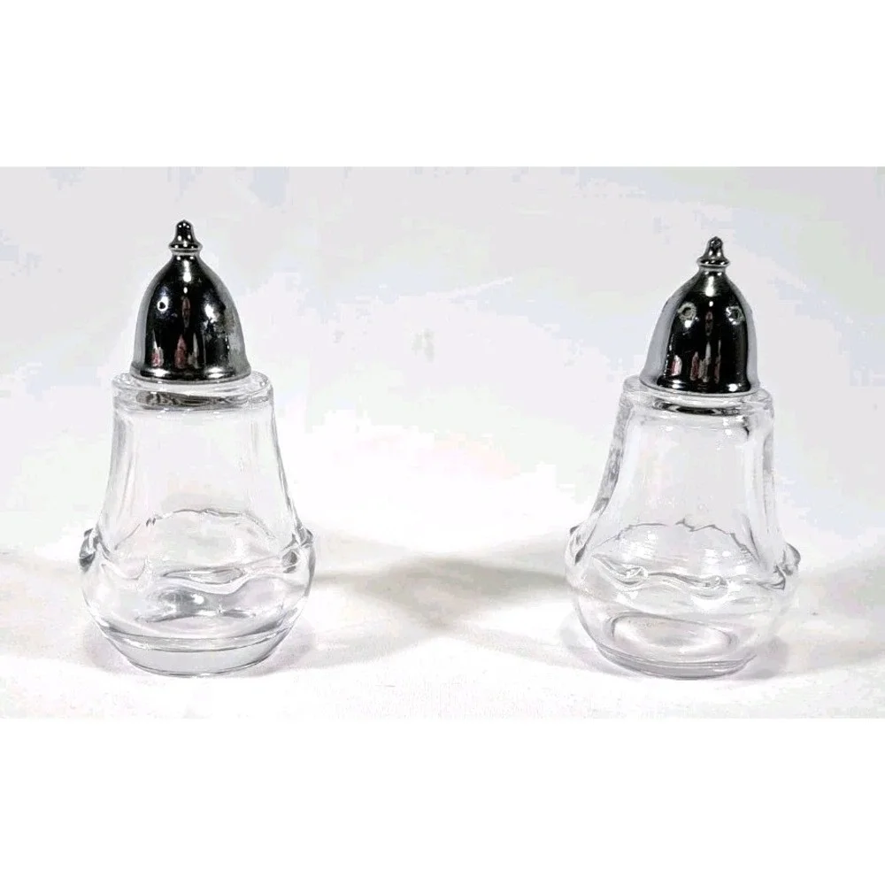Vintage FOSTORIA Salt & Pepper Shaker Set Century With Metal Lids - Circa 1950s